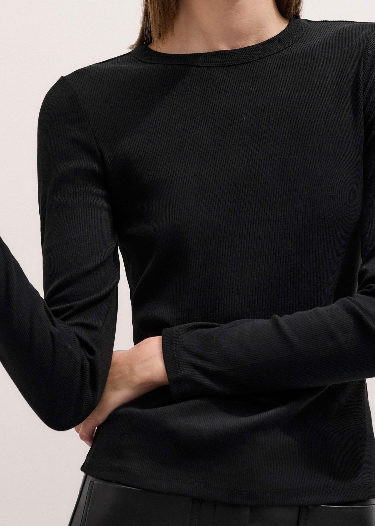 Black Cotton Rib Perfect Basic Top | ME+EM Clothing