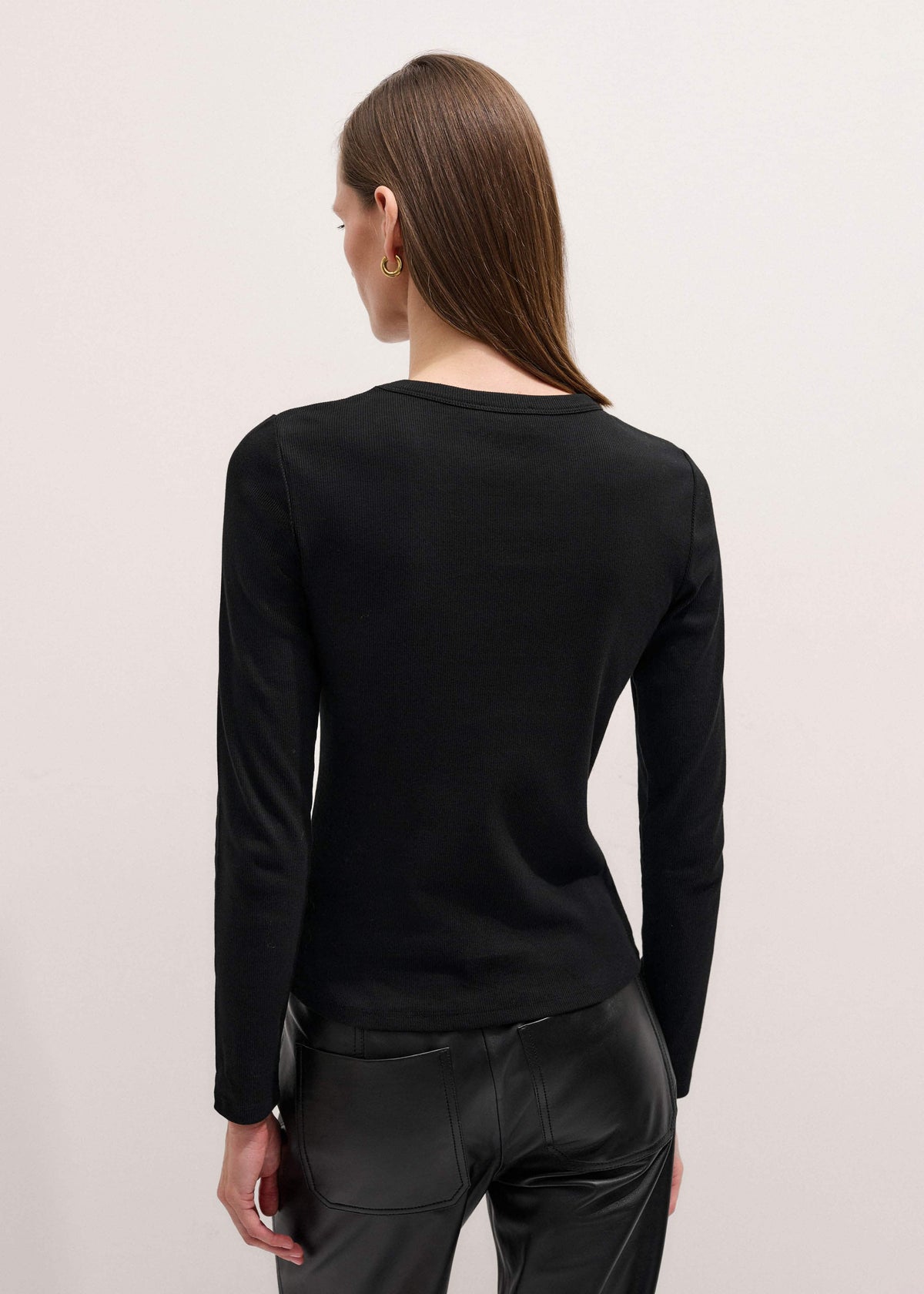 Black Cotton Rib Perfect Basic Top | ME+EM Clothing
