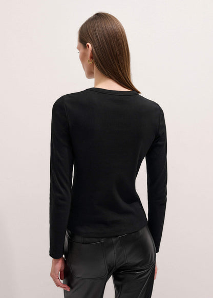 Black Cotton Rib Perfect Basic Top | ME+EM Clothing