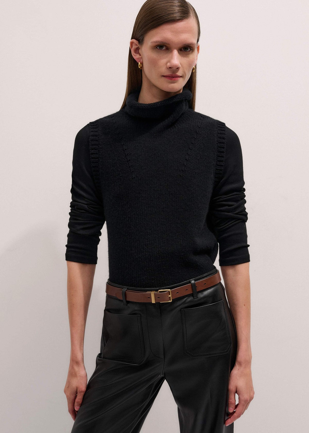 Black Cotton Rib Perfect Basic Top | ME+EM Clothing