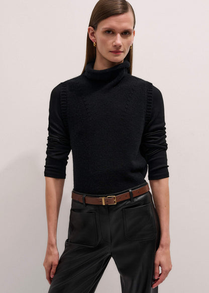 Black Cotton Rib Perfect Basic Top | ME+EM Clothing