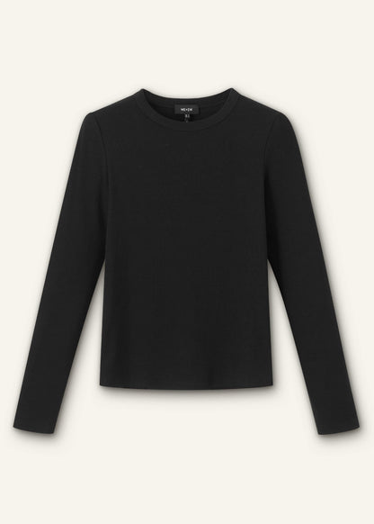 Black Cotton Rib Perfect Basic Top | ME+EM Clothing