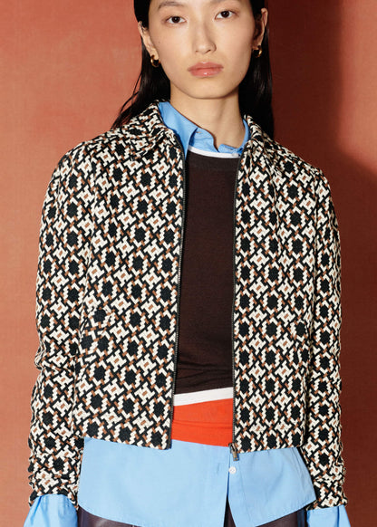 Navy Graphic Jacquard Zip-Through Jacket | ME+EM Clothing