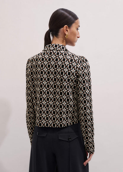 Navy Graphic Jacquard Zip-Through Jacket | ME+EM Clothing