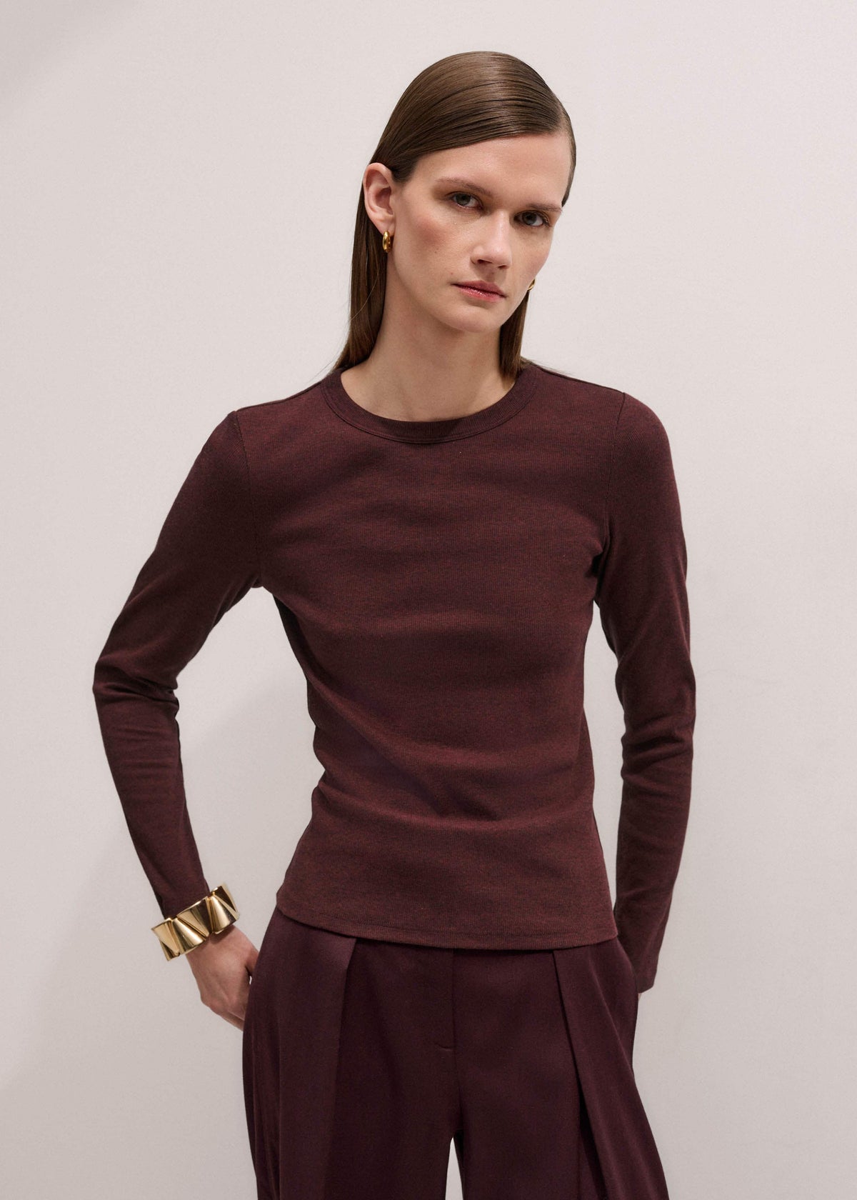 Red Cotton Rib Perfect Basic Top | ME+EM Clothing