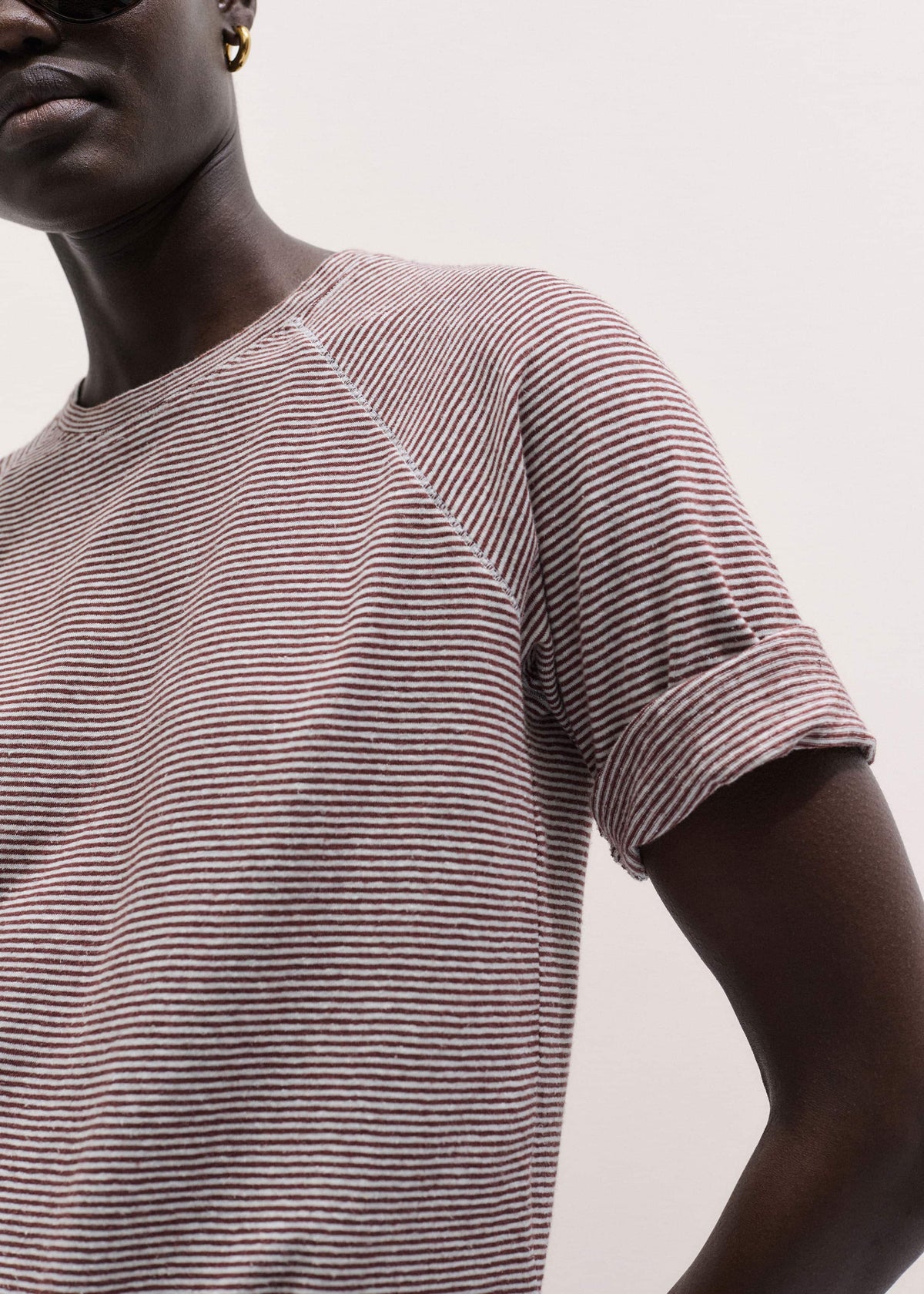 Cinnamon Soft Washed Stripe Raglan Tee | ME+EM Clothing