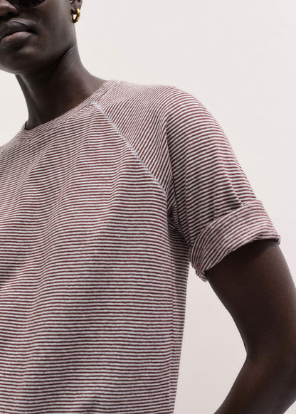 Cinnamon Soft Washed Stripe Raglan Tee | ME+EM Clothing