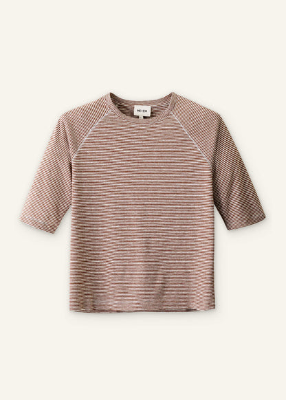 Cinnamon Soft Washed Stripe Raglan Tee | ME+EM Clothing