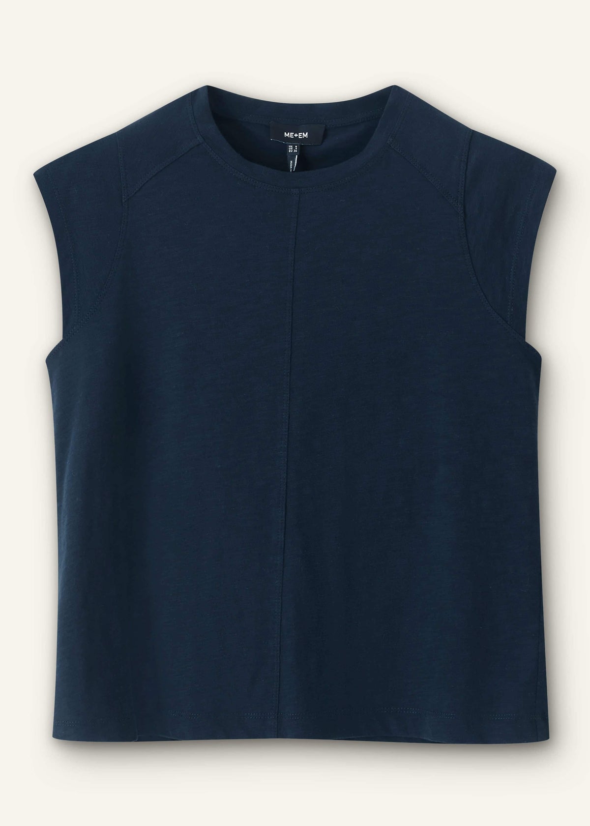 Navy Cap Sleeve Crew Neck Swing Tee | ME+EM Clothing