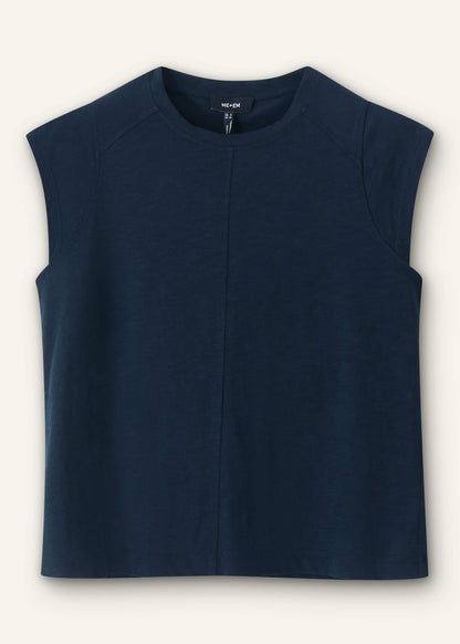 Navy Cap Sleeve Crew Neck Swing Tee | ME+EM Clothing