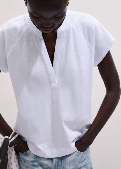 White Open Placket Swing Top | ME+EM Clothing