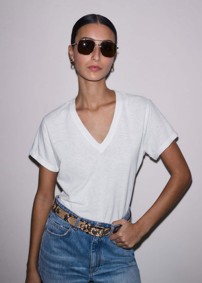 White Soft Washed V-Neck Tee | ME+EM Clothing