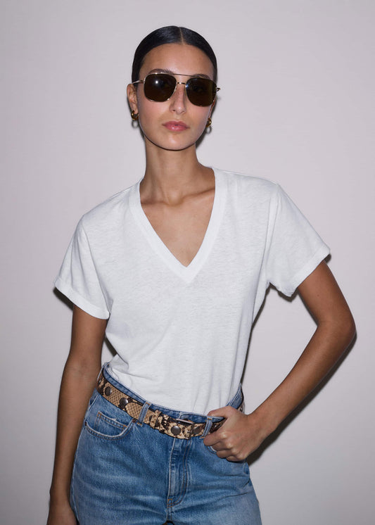 White Soft Washed V-Neck Tee | ME+EM Clothing