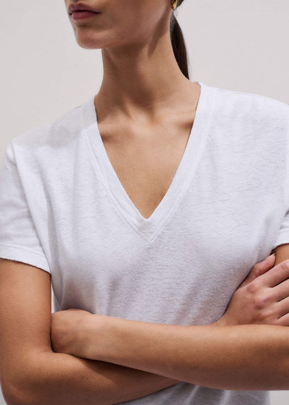 White Soft Washed V-Neck Tee | ME+EM Clothing