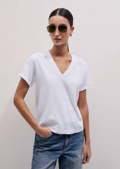 White Soft Washed V-Neck Tee | ME+EM Clothing
