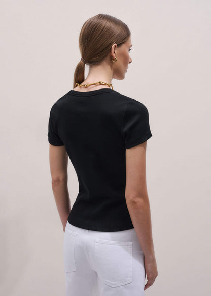 Black Ultimate Fitted Rib V-Neck Tee | ME+EM Clothing