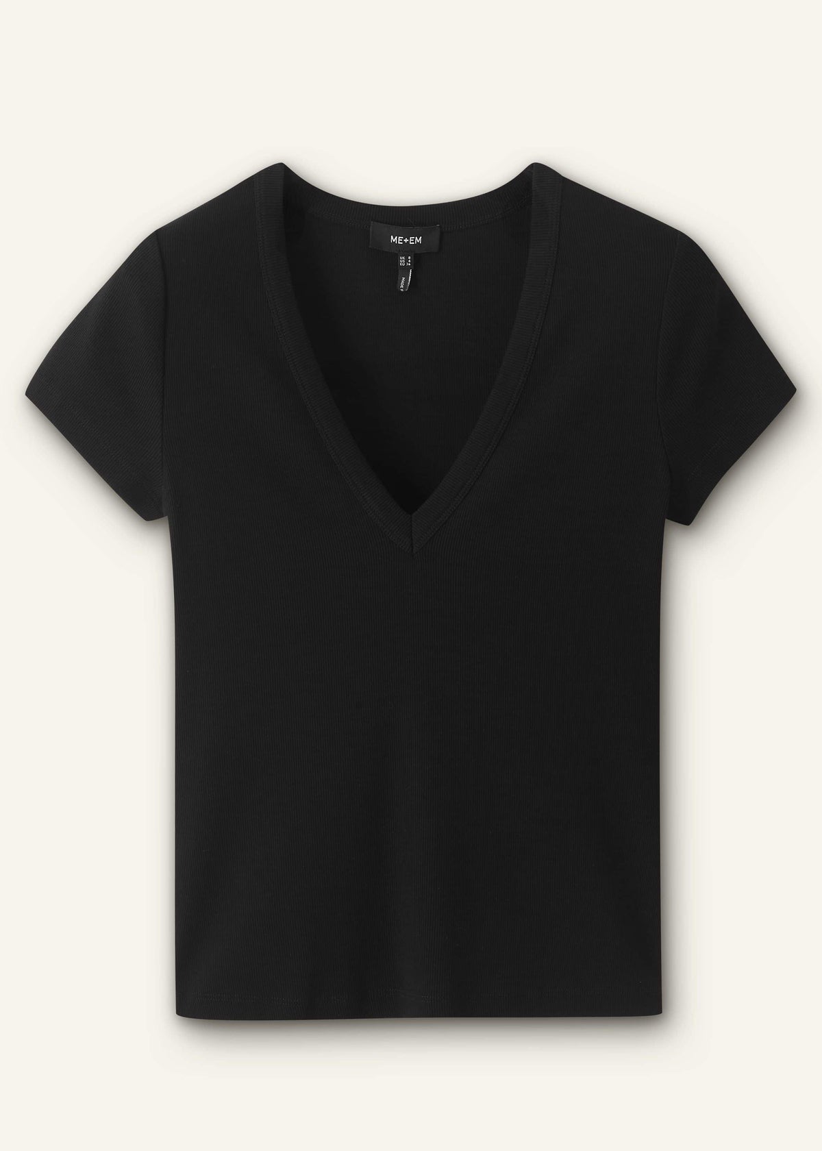 Black Ultimate Fitted Rib V-Neck Tee | ME+EM Clothing