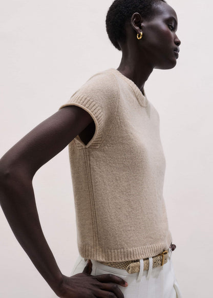 Oatmeal Cashmere Shrunken Knit Baby Tee | ME+EM Clothing
