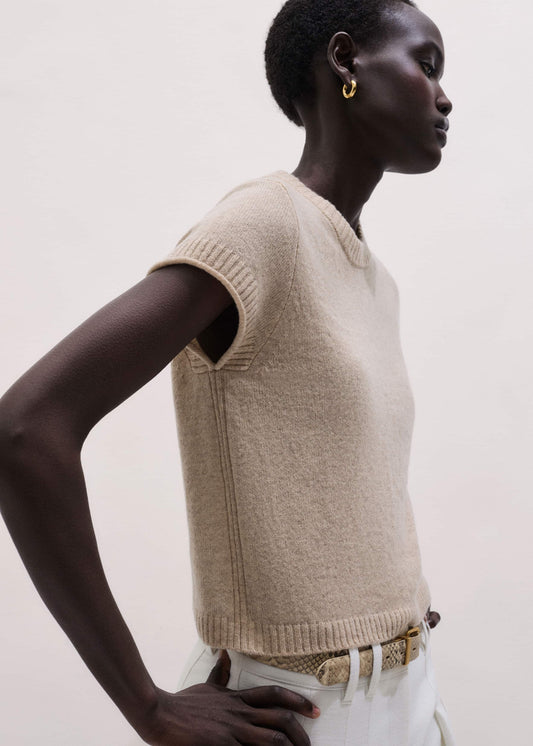 Oatmeal Cashmere Shrunken Knit Baby Tee | ME+EM Clothing