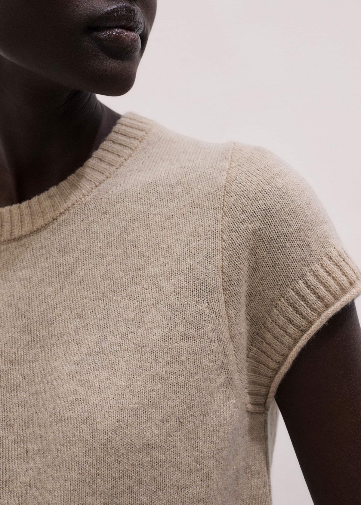 Oatmeal Cashmere Shrunken Knit Baby Tee | ME+EM Clothing