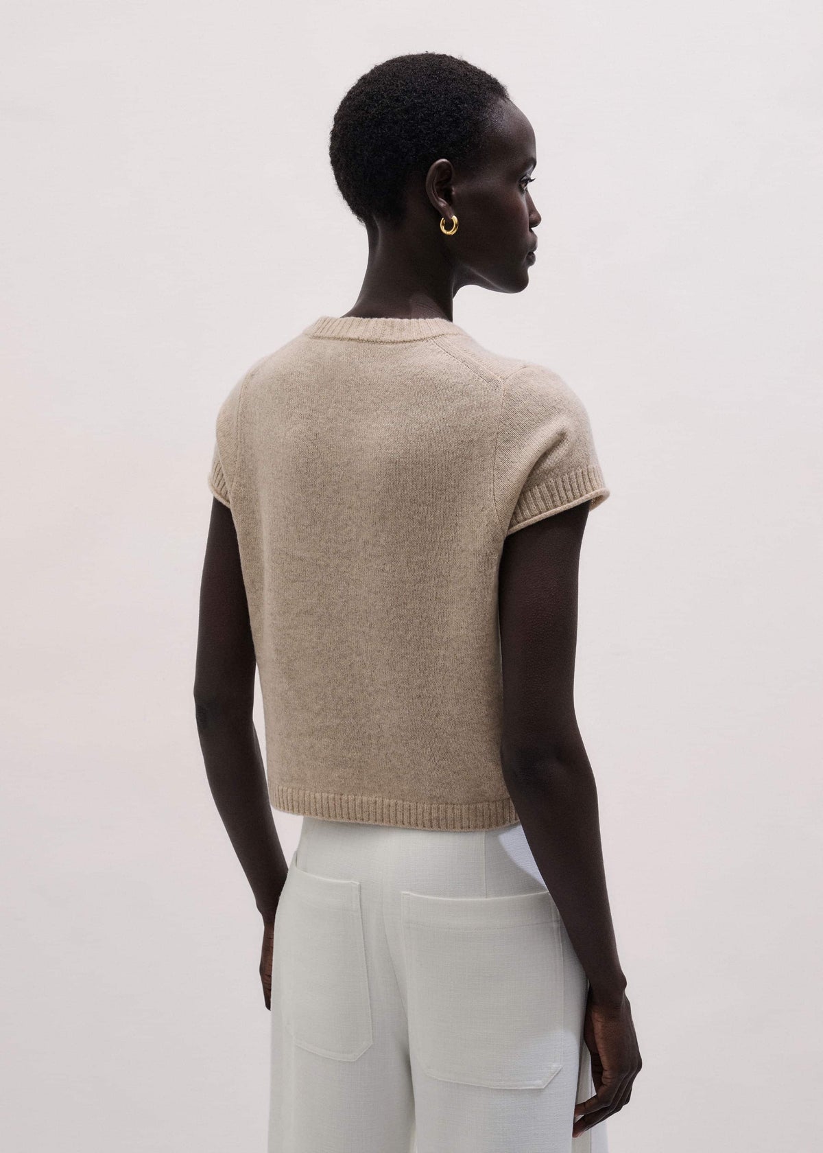 Oatmeal Cashmere Shrunken Knit Baby Tee | ME+EM Clothing