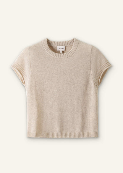 Oatmeal Cashmere Shrunken Knit Baby Tee | ME+EM Clothing