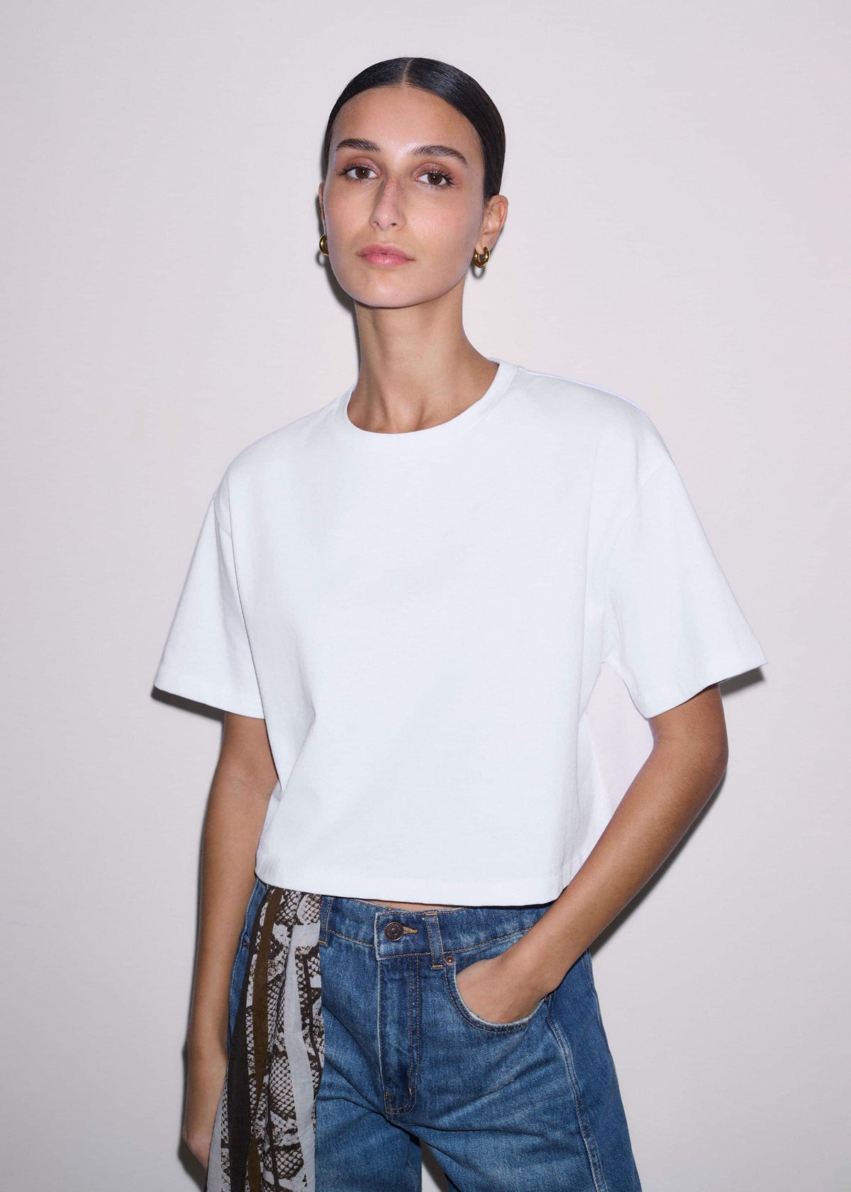 White Relaxed Cropped T-Shirt | ME+EM Clothing
