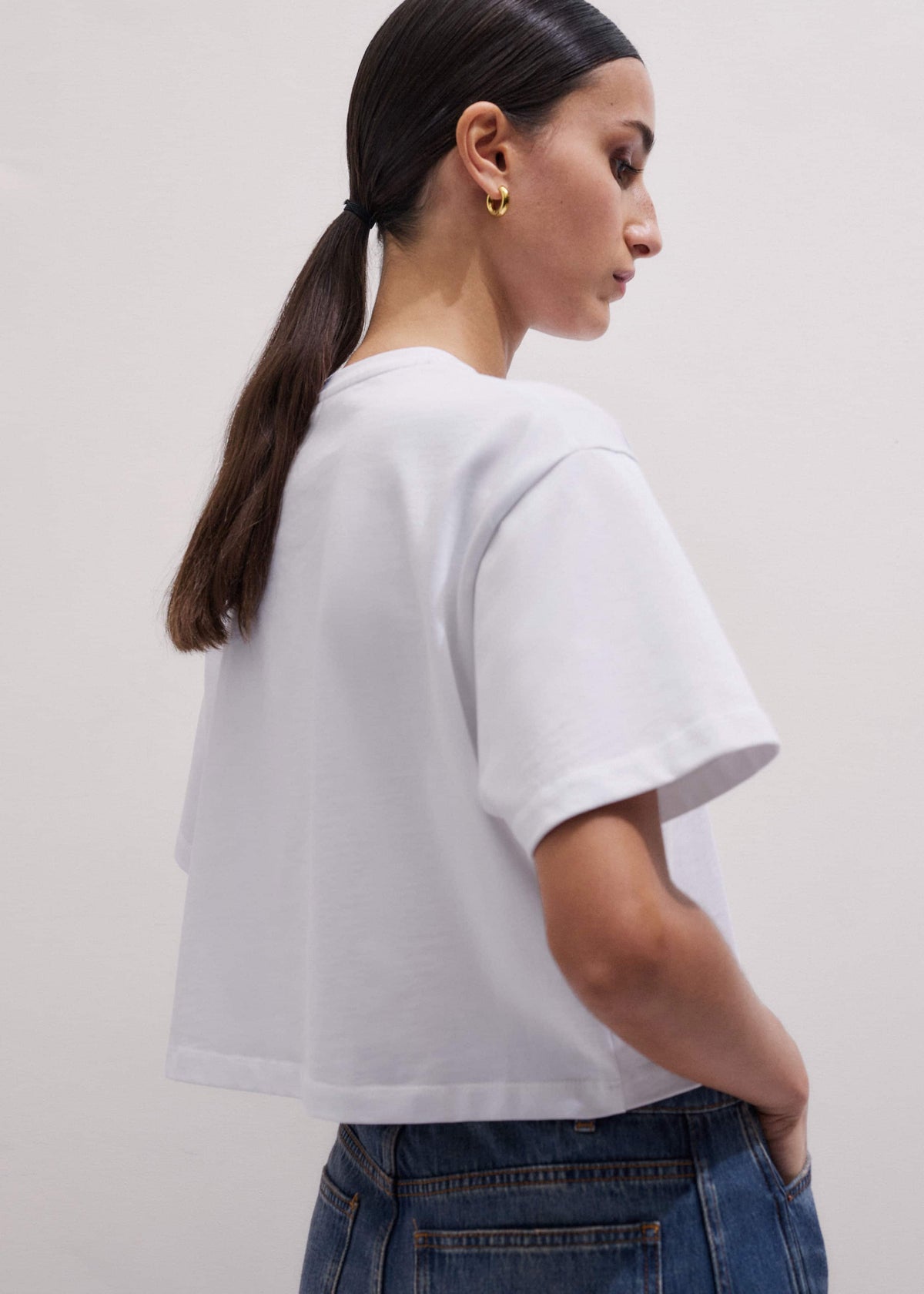 White Relaxed Cropped T-Shirt | ME+EM Clothing