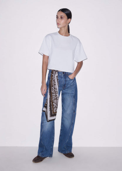 White Relaxed Cropped T-Shirt | ME+EM Clothing