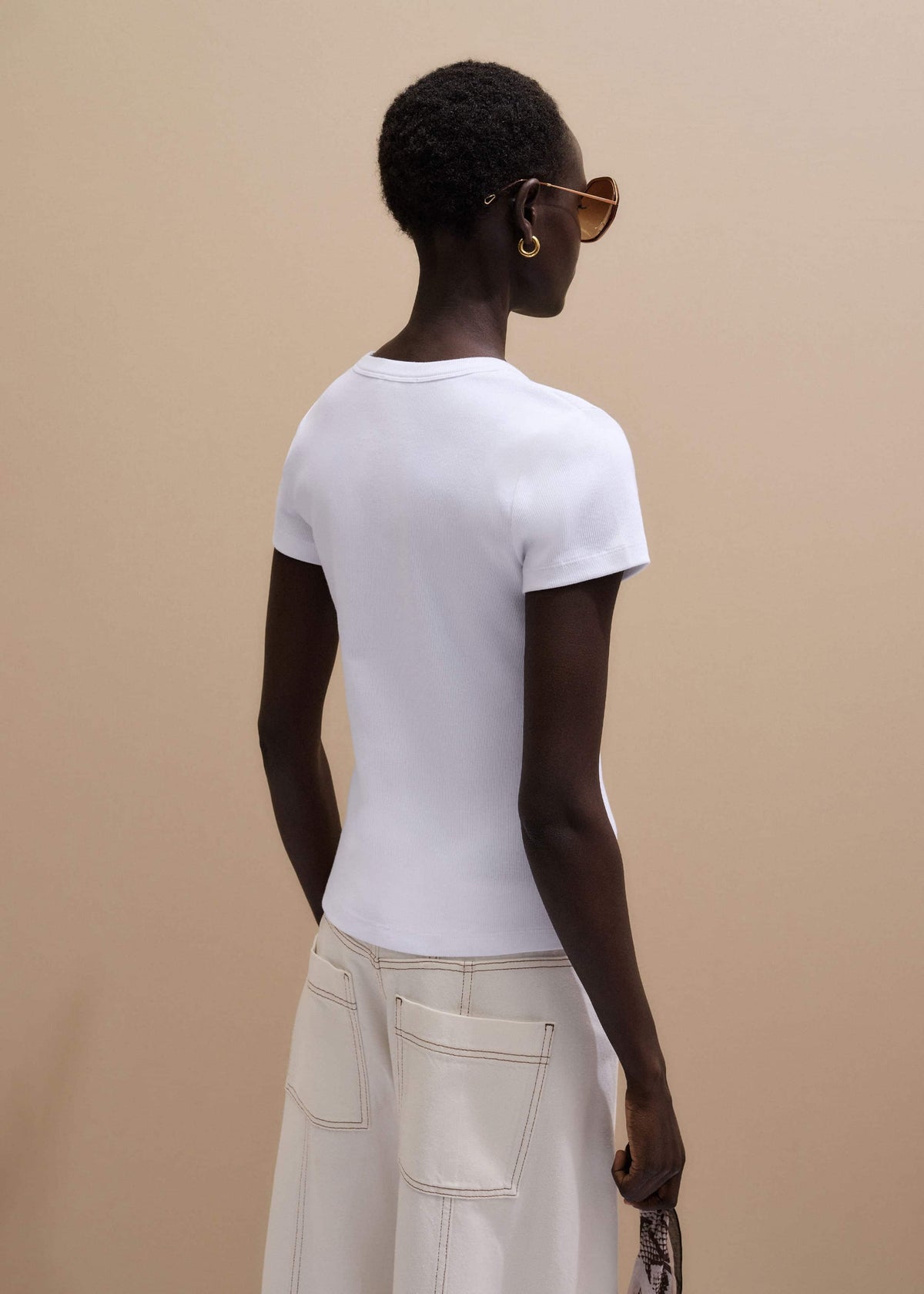 White Ultimate Fitted Rib V-Neck Tee | ME+EM Clothing