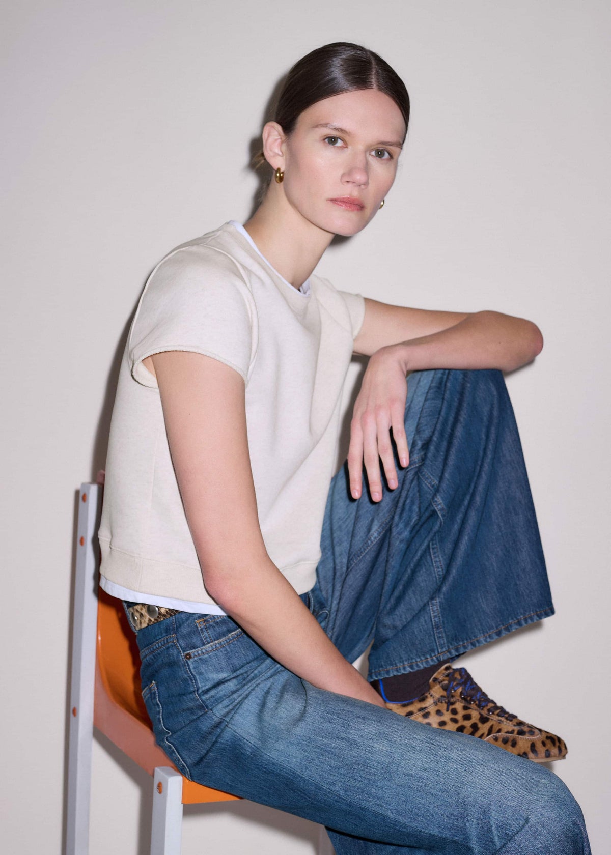 Oatmeal Double Layer Short Sleeve Sweatshirt | ME+EM Clothing