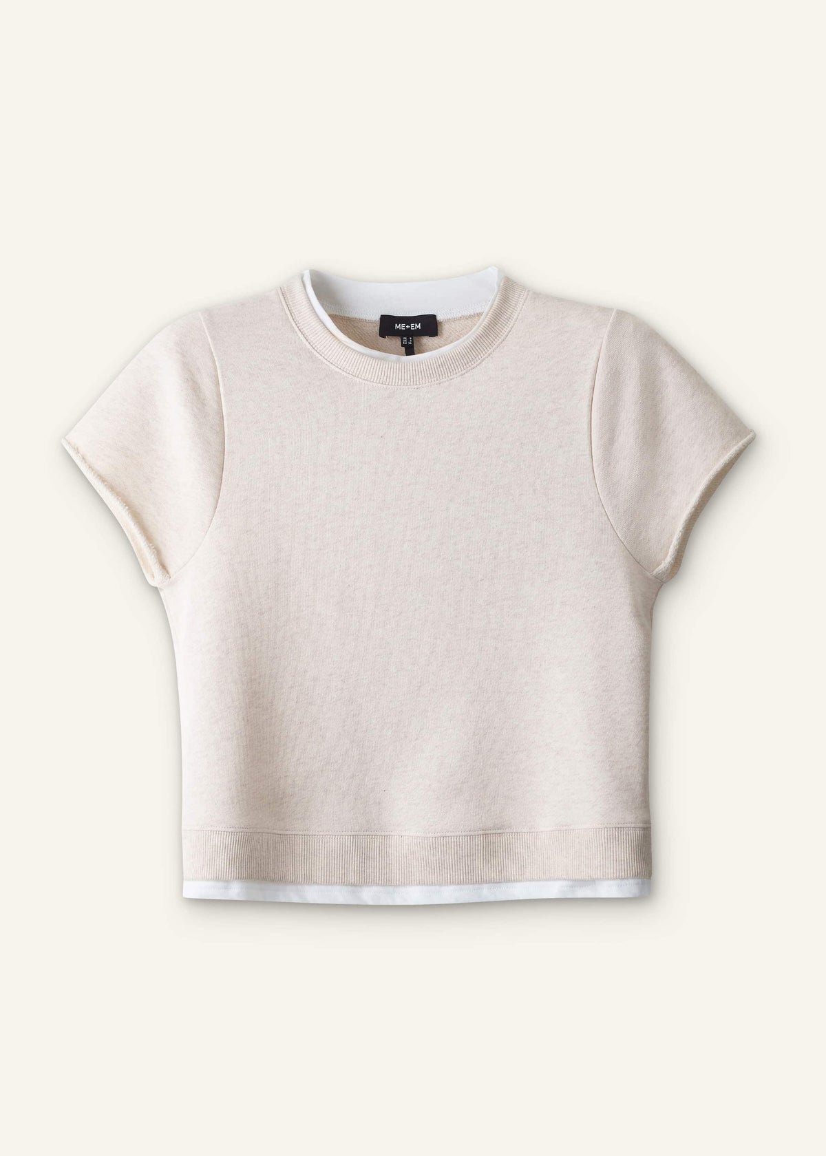 Oatmeal Double Layer Short Sleeve Sweatshirt | ME+EM Clothing