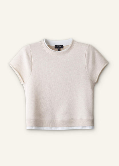 Oatmeal Double Layer Short Sleeve Sweatshirt | ME+EM Clothing