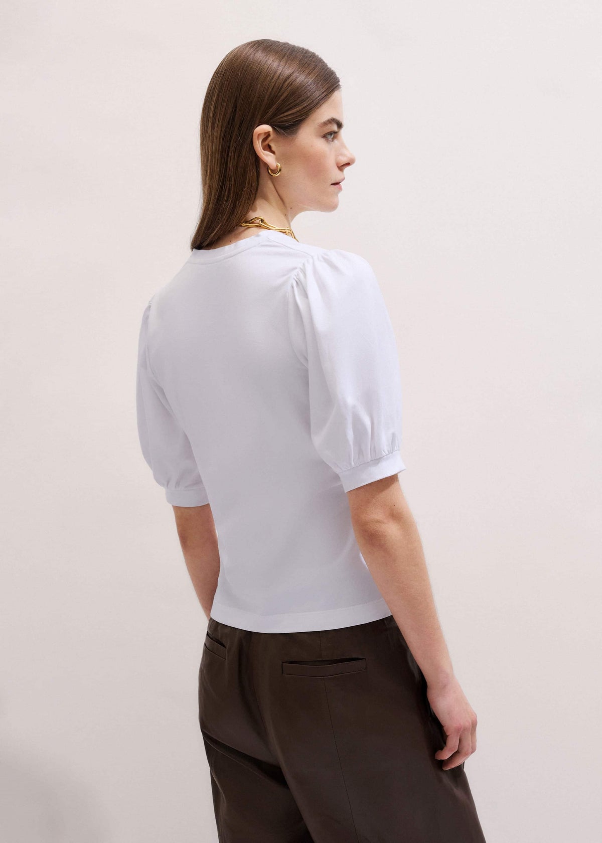 White Feminine Sleeve V-Neck Tee | ME+EM Clothing
