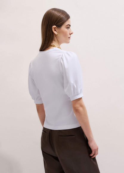 White Feminine Sleeve V-Neck Tee | ME+EM Clothing