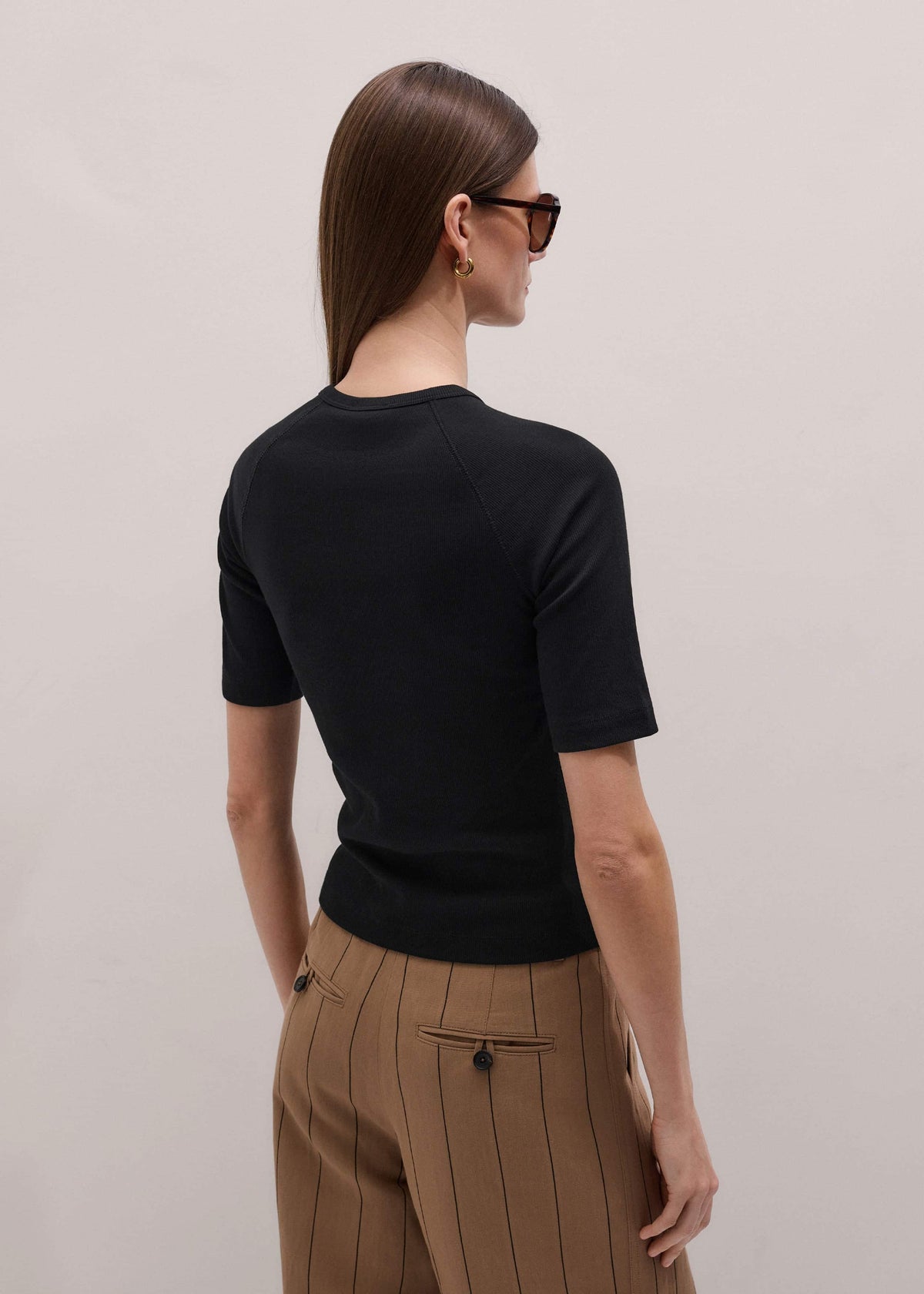Black Short Sleeve Henley Top | ME+EM Clothing