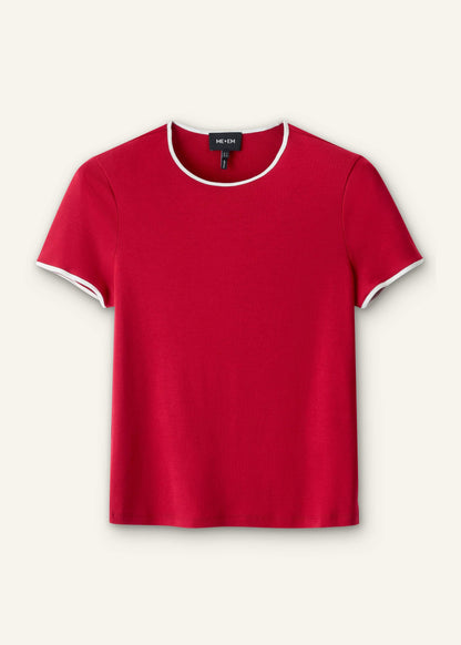 Red Contrast Trim Slim Tee | ME+EM Clothing