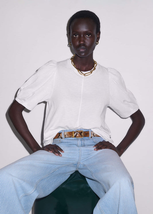 White Feminine Sleeve Swing Top | ME+EM Clothing