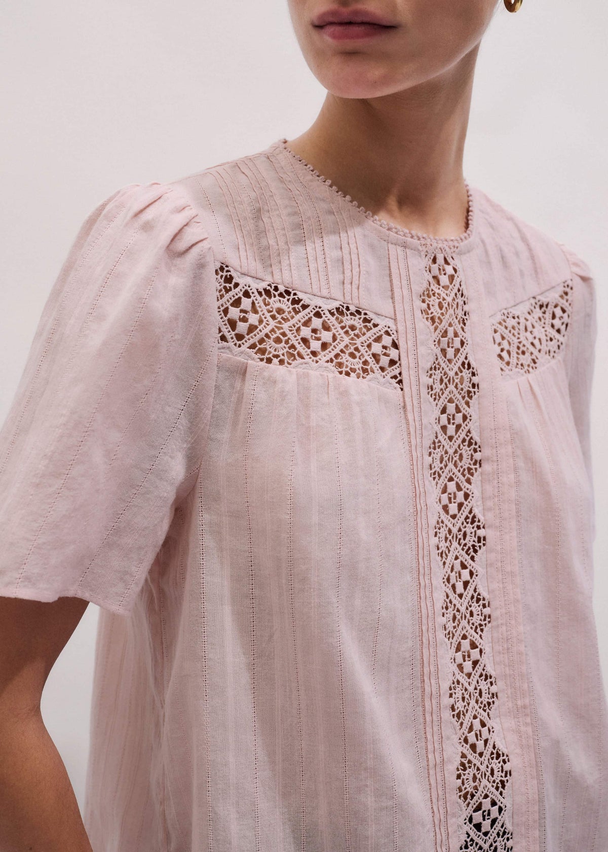 Pink Embroidered Cutout Tee | ME+EM Clothing