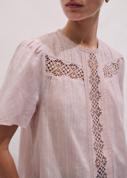 Pink Embroidered Cutout Tee | ME+EM Clothing