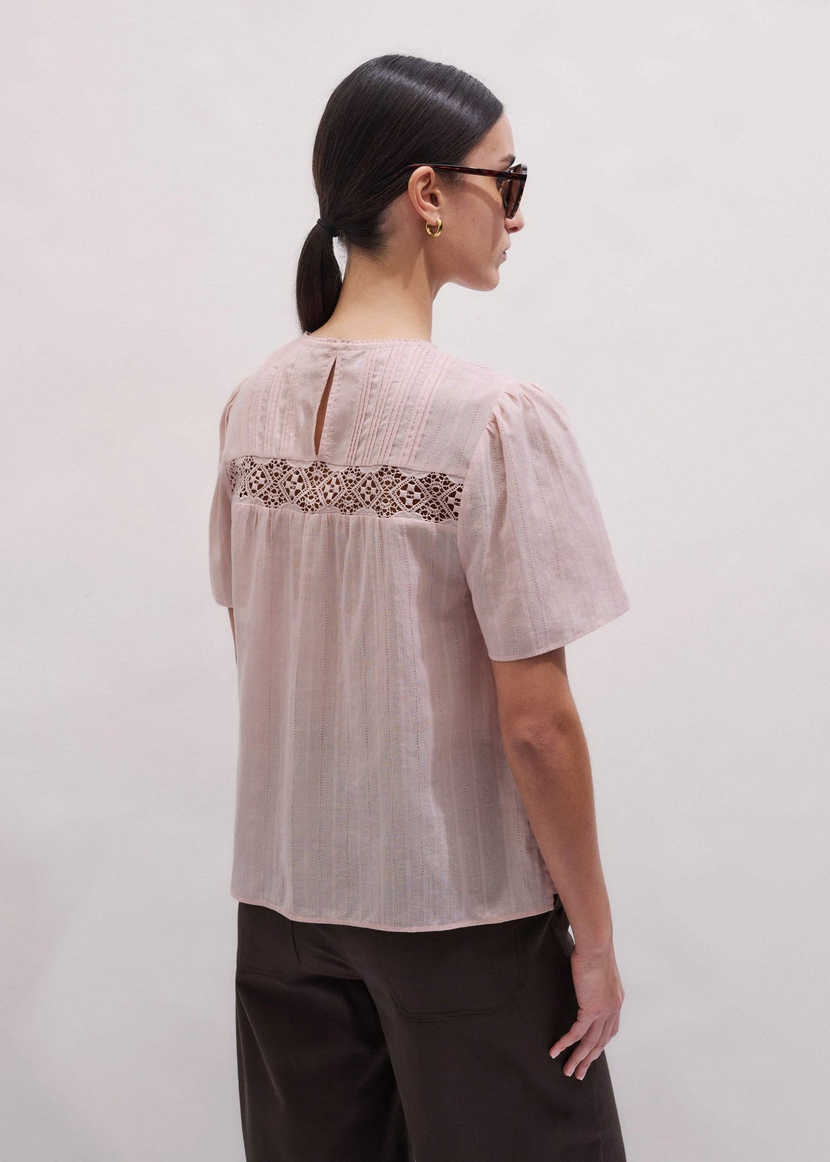 Pink Embroidered Cutout Tee | ME+EM Clothing