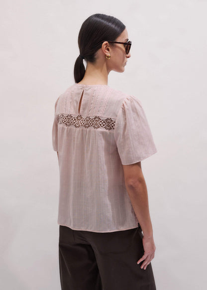 Pink Embroidered Cutout Tee | ME+EM Clothing