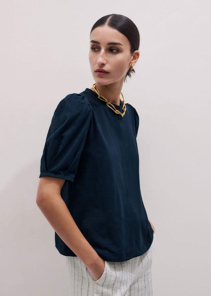 Navy Feminine Sleeve Swing Top | ME+EM Clothing