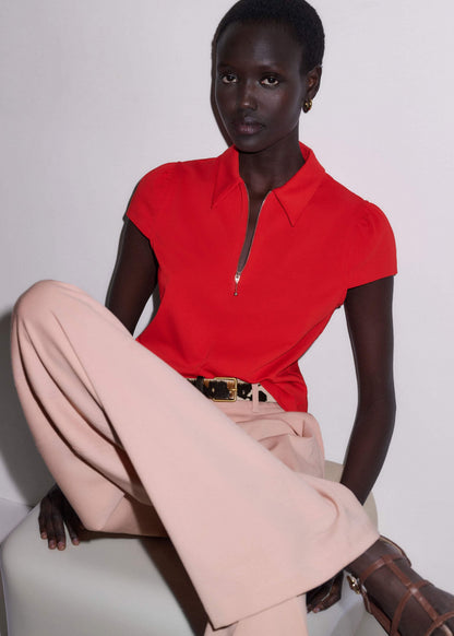 Red Cap Sleeve Polo Top | ME+EM Clothing