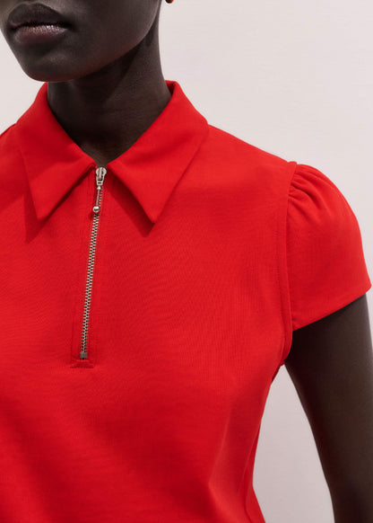 Red Cap Sleeve Polo Top | ME+EM Clothing