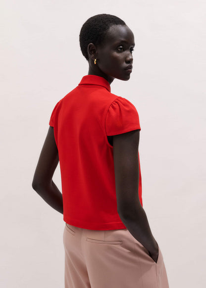 Red Cap Sleeve Polo Top | ME+EM Clothing