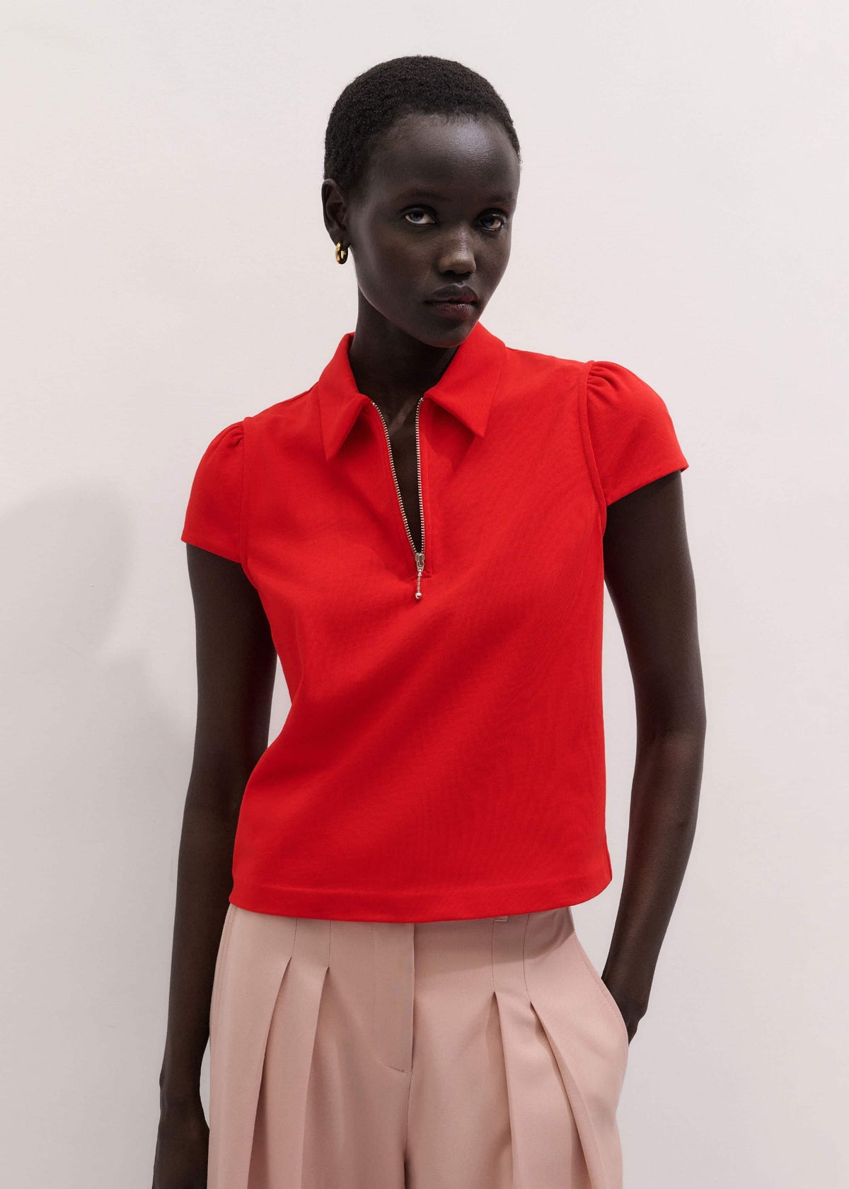 Red Cap Sleeve Polo Top | ME+EM Clothing