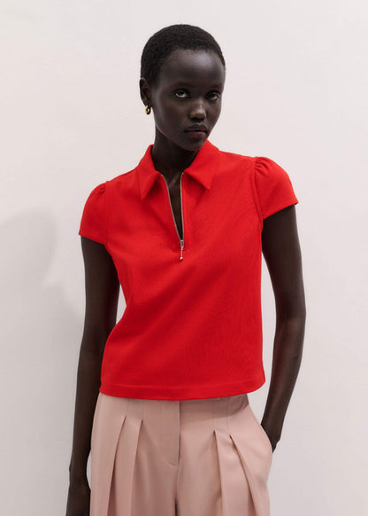 Red Cap Sleeve Polo Top | ME+EM Clothing