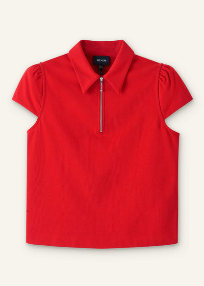 Red Cap Sleeve Polo Top | ME+EM Clothing