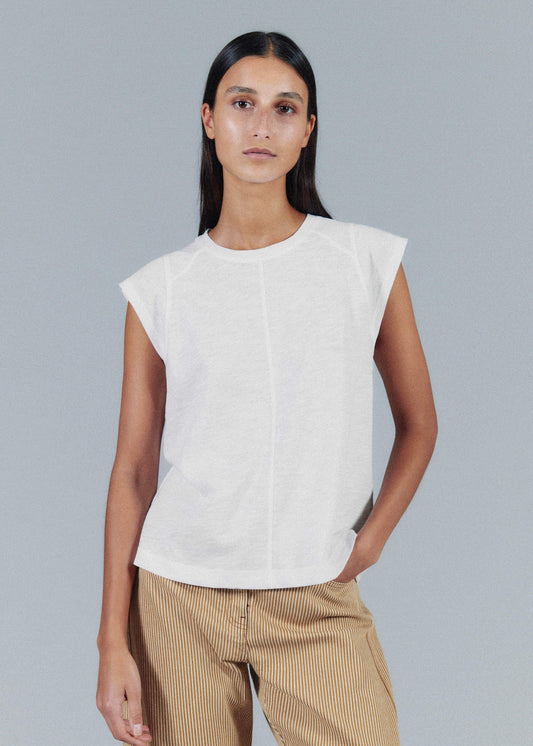 White Cap Sleeve Crew Neck Swing Tee | ME+EM Clothing